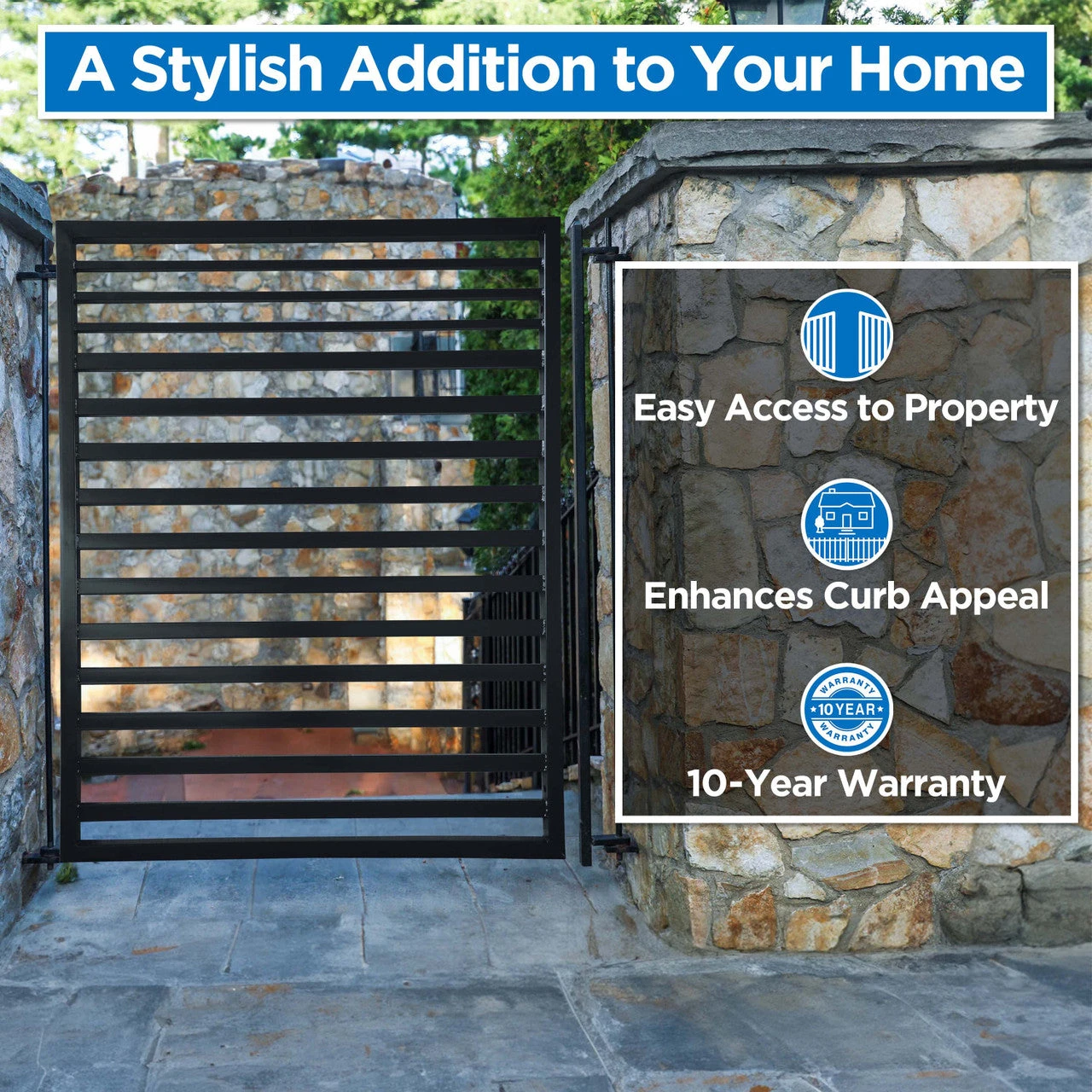 Aleko Steel Pedestrian Gate - Sofia Style - 5 Ft. PGSOF-AP 6 Aleko Steel Pedestrian Gate - Sofia Style - 5 Ft. PGSOF-AP - Image 4