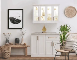 NewAge Wall Bar Cabinet Wine Cabinet Set With Short Glass Wall Display Cabinet, Base Wine Rack Cabinet, Base Storage Cabinet - 4 Piece Home Dry Bar Wine Storage Cabinet Set 62532 -Home And Outdoor home bar cabinet