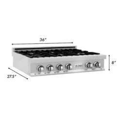ZLINE 36" Porcelain Gas Stovetop In DuraSnow® Stainless Steel With 6 Gas Burners (RTS-36) -Home And Outdoor zline 36 porcelain rangetop in durasnow stainless steel with 6 gas burners rts 36 zline kitchen and bath 443223