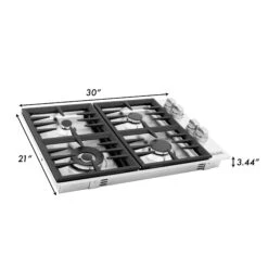 ZLINE 30" Dropin Gas Stovetop With 4 Gas Burners (RC30) -Home And Outdoor zline professional gas cooktop RC30 dimensional