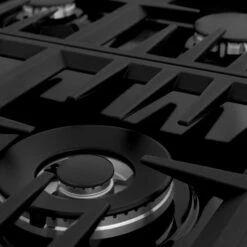 ZLINE 36" Dropin Gas Stovetop With 6 Gas Burners And Black Porcelain Top (RC36-PBT) -Home And Outdoor zline professional gas dropin cooktop RC36 PBT grate burner detail