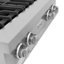 ZLINE 30" Porcelain Gas Stovetop With 4 Gas Burners (RT30) -Home And Outdoor zline professional stainless steel gas range RT30 detail knobs
