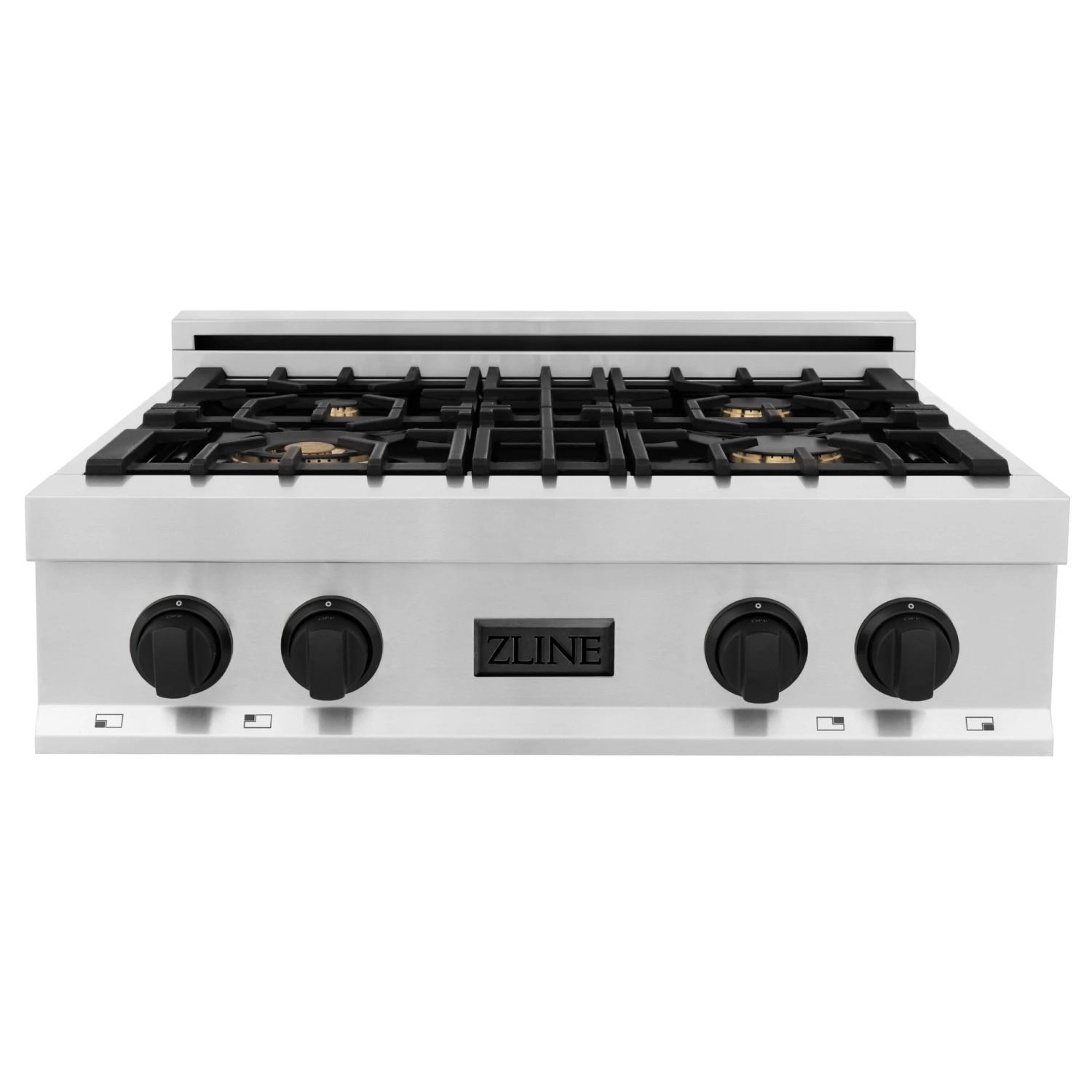 ZLINE Autograph Edition 30" Porcelain Rangetop With 4 Gas Burners In Stainless Steel And Matte Black Accents (RTZ-30-MB) 4 ZLINE Autograph Edition 30" Porcelain Rangetop With 4 Gas Burners In Stainless Steel And Matte Black Accents (RTZ-30-MB) - Image 2